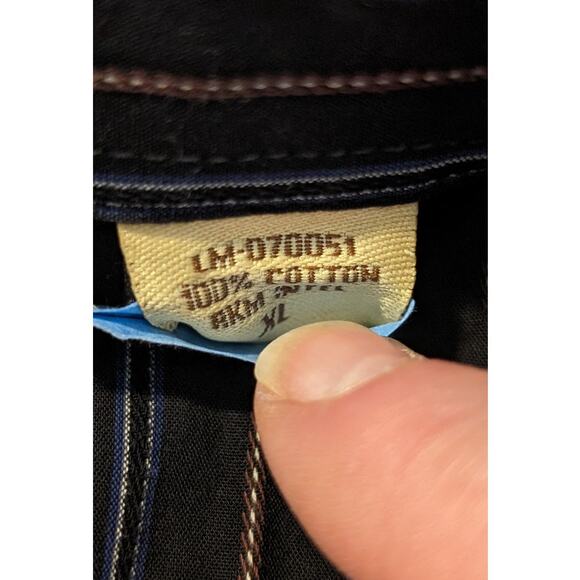 Vintage Larry Mahon Cowboy Collection Black Stripe Western Shirt Mens Sz XL - Picture 4 of 8